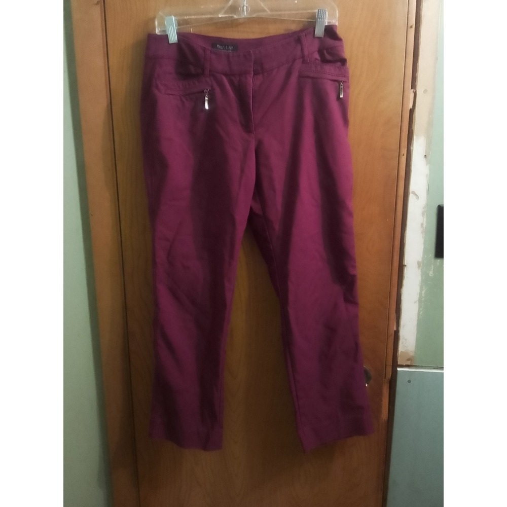 Woman's White House Black Market Perfect For Plum Color Ankle Chino Pants Size 8